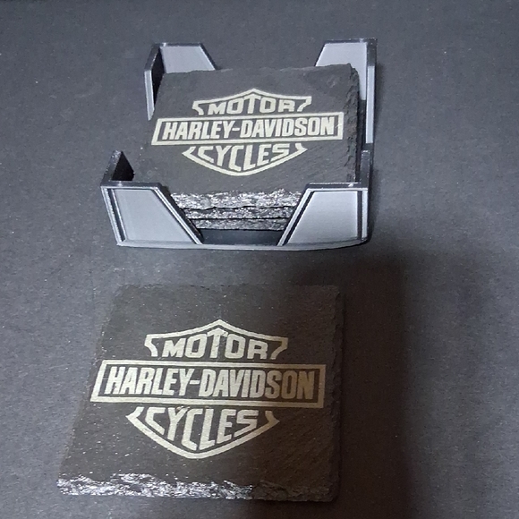 Harley-Davidson New Black and Silver Slate Coasters - Picture 1 of 4